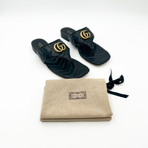 Gucci GG Marmont Matelassé Quilted Chevron Sandals EU 38.5 US 8.5 - Picture 14 of 14